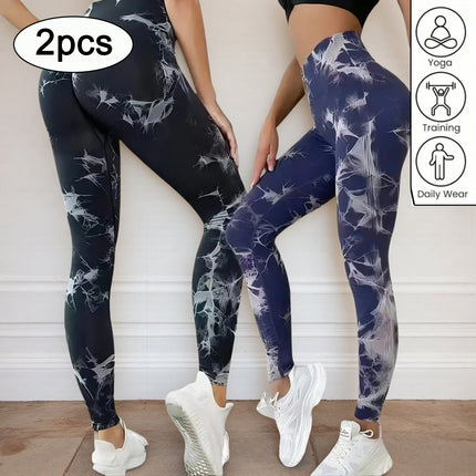 Tie-Dye Joy Meets Zero Distraction – 2-Pack Seamless Leggings for Every Sweat & Chill Session