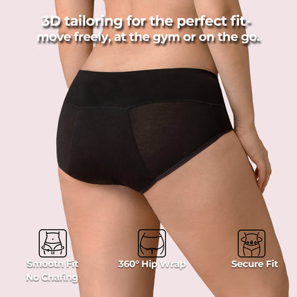 Period Underwear for Women and Teens, Leakproof Menstrual Panties, Reusable Black Brief, Comfort, Heavy flow