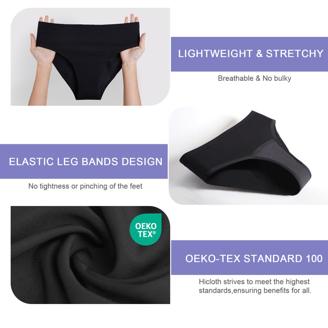 Leak Proof Period Underwear for Women, Heavy Flow Menstrual Panties, Seamless No Show Briefs for Maximum Comfort