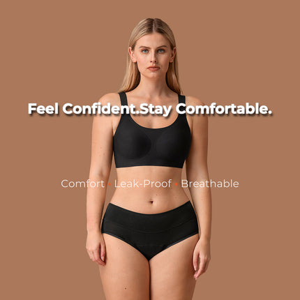 Period Underwear for Women and Teens, Leakproof Menstrual Panties, Reusable Black Brief, Comfort, Heavy flow