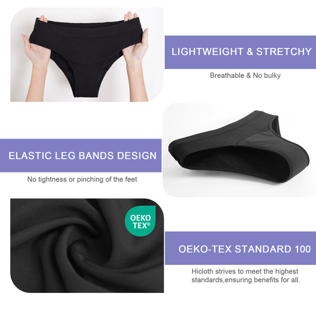 Period Underwear for Women Bikini, Menstrual Panties, Comfortable Cotton Briefs, Leak Proof Odor Management