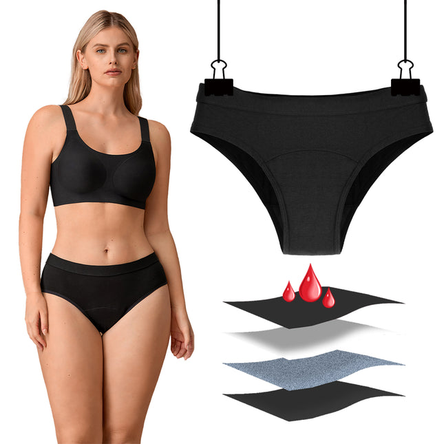 Period Underwear for Women Bikini, Menstrual Panties, Comfortable Cotton Briefs, Leak Proof Odor Management